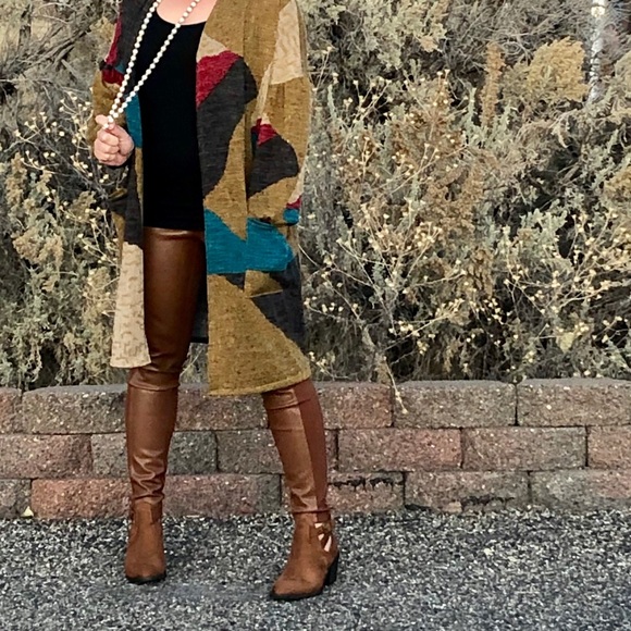 New! Multi Color Balloon Sleeve Cardigan - Picture 4 of 8